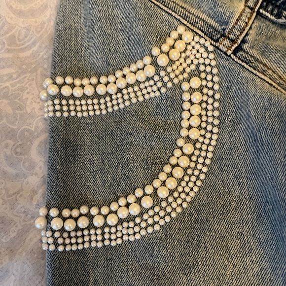 Sandro Eriko Denim Jacket with Pearls - Size Large (Sandro Size 3)$745 - Picture 9 of 16